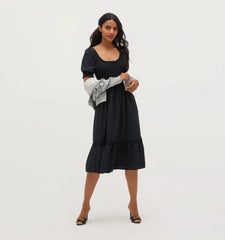 Couturebud The Louisa Nap Dress - Black Crepe