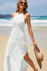 Alvisa Halter Neck Eyelet Dress