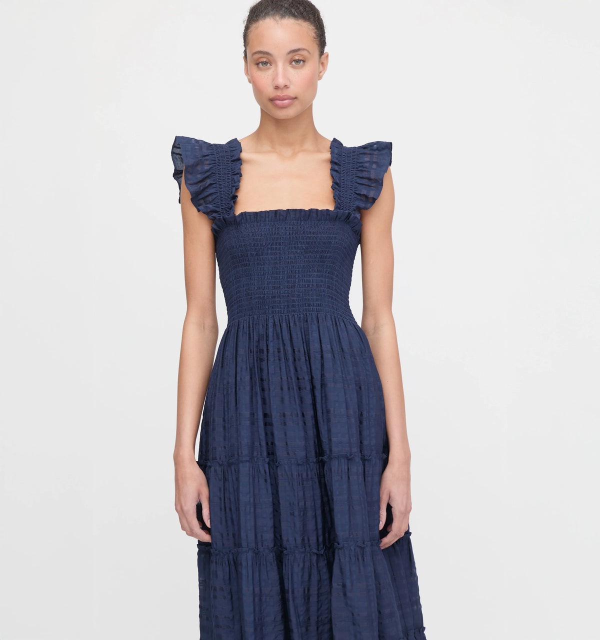 Couturebud The Ellie Nap Dress - Navy Sheer Plaid