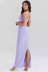 Breeze Orchid Satin Corset Maxi Dress