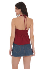 Scrunch Halter Top in Red