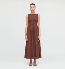 Couturebud The Cosima Nap Dress - Chocolate Tonal Seersucker