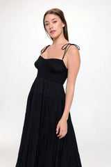 Solid Smocked Ruffle Maxi Dress