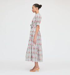 CouturebudThe Yara Dress - Green Floral Block Stripe