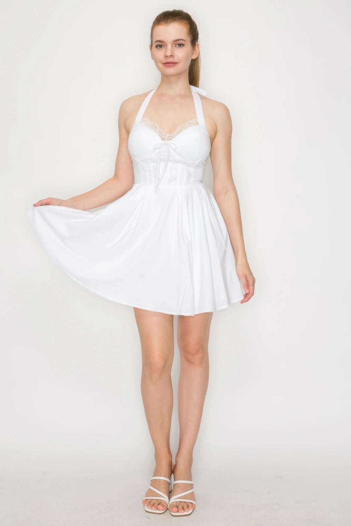 Corset Self-tie Ribbon Zippered Dress