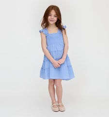 Couturebud The Tiny Ellie Nap Dress - Bluebird Tonal Seersucker