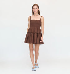 Couturebud The Seraphina Mini Nap Dress - Chocolate Tonal Seersucker