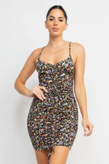 Ruched Floral Cami Dress