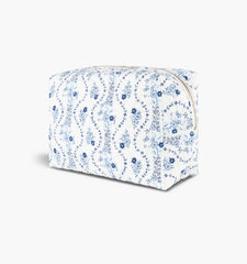 Couturebud The Quilted Cosmetic Bag - Blue Vine Stripe