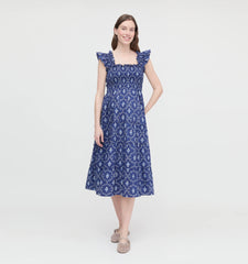 Couturebud The Maternity Ellie Nap Dress - Navy Trellis
