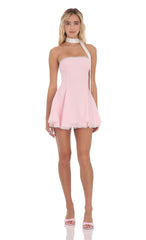 Pink Satin Strapless Dress