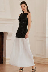 Gabrielle Patchwork Backless Maxi Dress