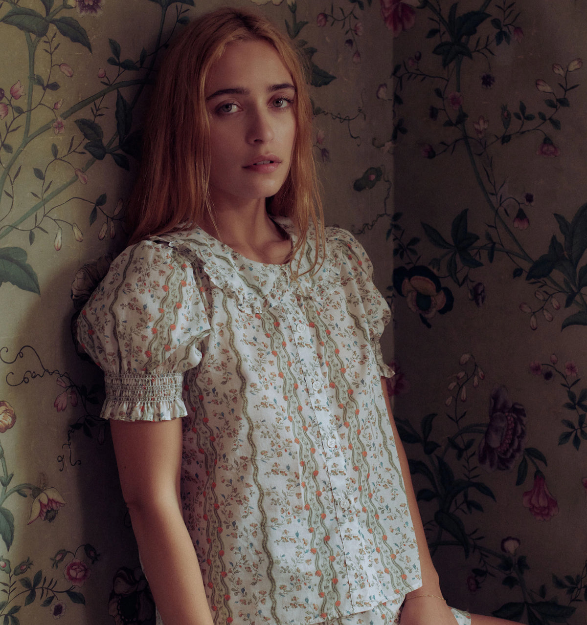 Couturebud The Adelaide Top -  Green Provence Floral