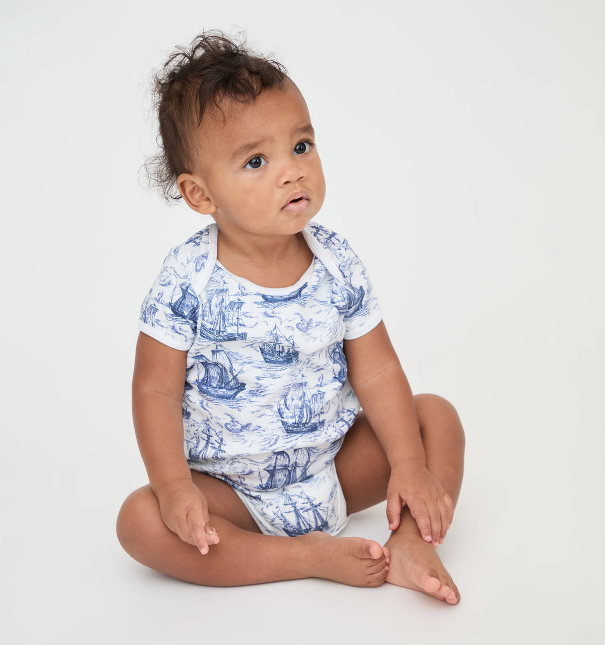 CouturebudThe Short Sleeve Onesie - Navy Mariner's Toile