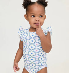 CouturebudThe Jillee Ruffle Onesie - White Cisco Trellis