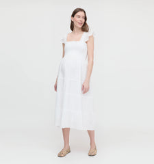 Couturebud The Maternity Ellie Nap Dress - White Shadow Stripe