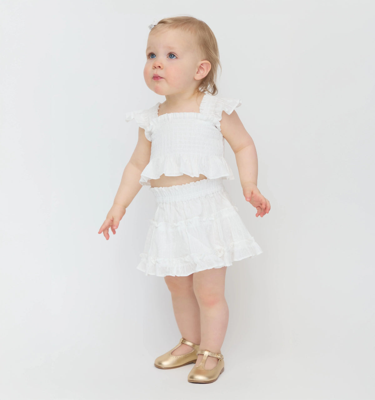 Couturebud The Tiny Paz Set - White Linear Swiss Dot