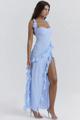 Ariela Soft Blue Ruffle Maxi Dress