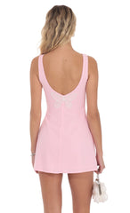 Pearl Butterfly Open Back Dress in Pink