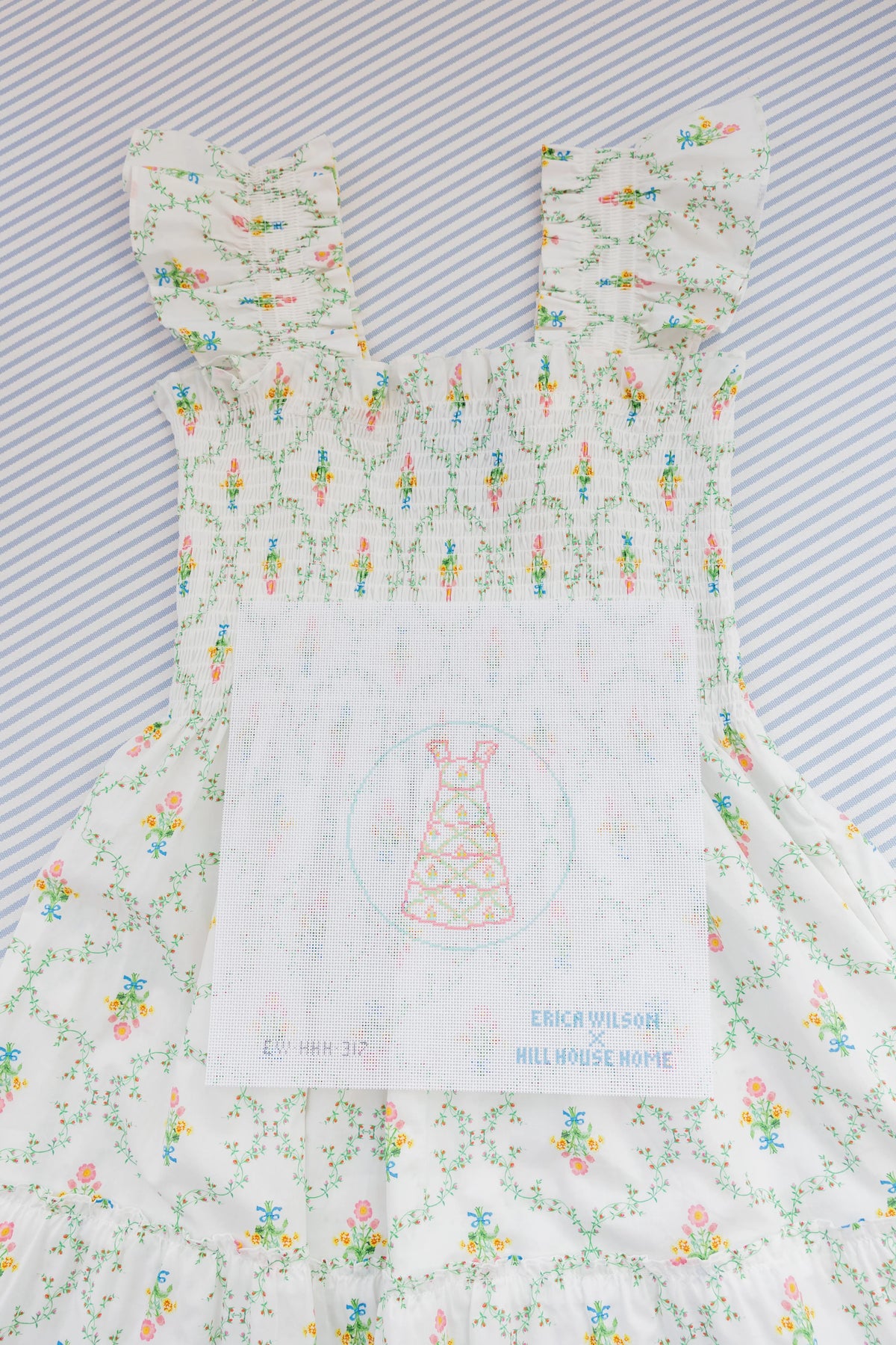 Couturebud The Hill House x Erica Wilson Ellie Nap Dress Canvas - Pastel Trellis