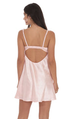 Jacquard Babydoll Dress in Baby Pink