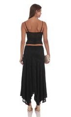 Asymmetrical Lace Maxi Skirt in Black