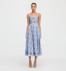 CouturebudThe Margot Dress - Blue Floral Block Stripe