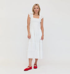 Couturebud The Ellie Nap Dress - White Tonal Seersucker