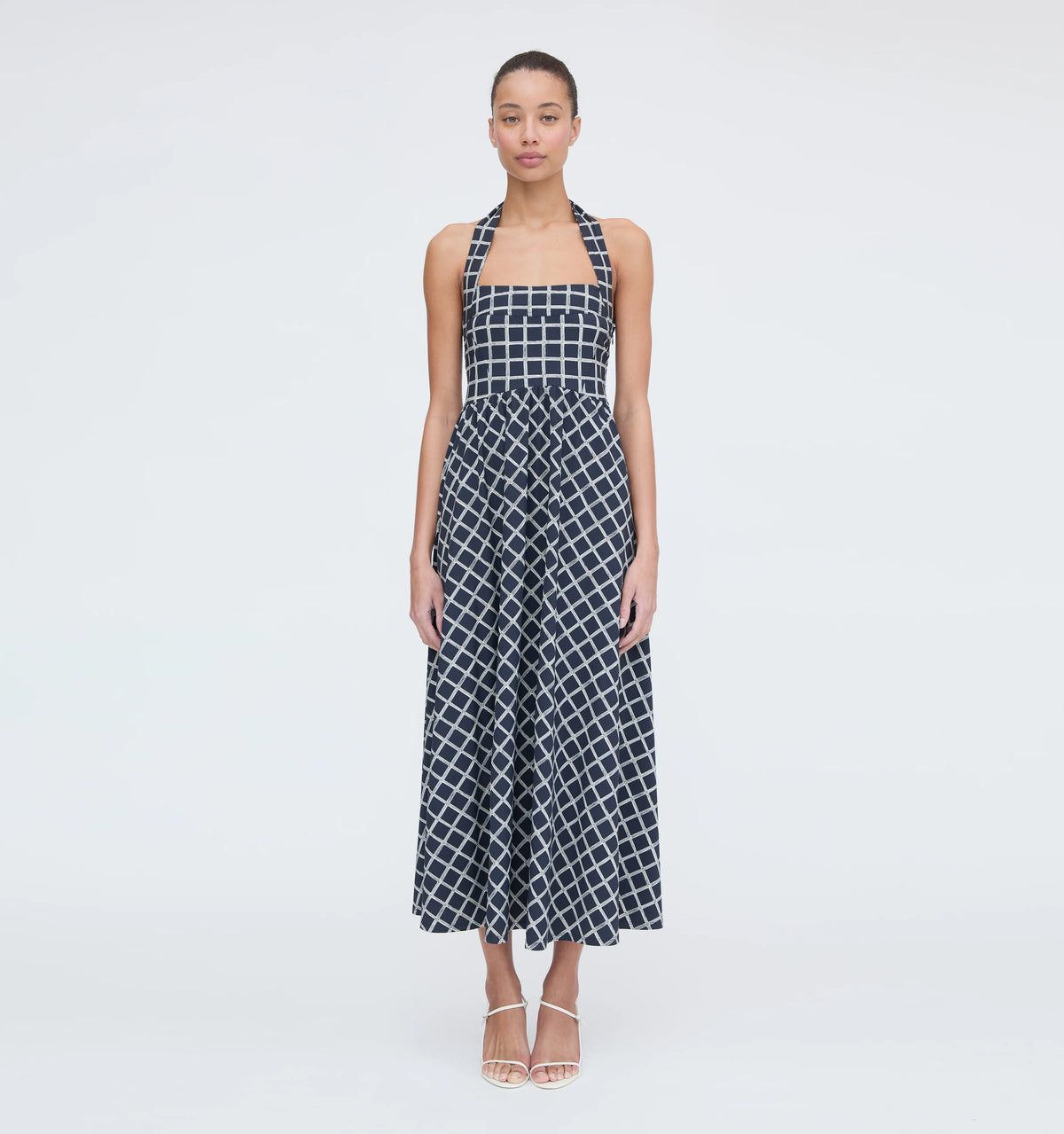 Couturebud The Fleur Midi Dress - Grecian Check Jersey
