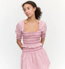 Couturebud The Madeline Nap Top - Rose Circular Lattice