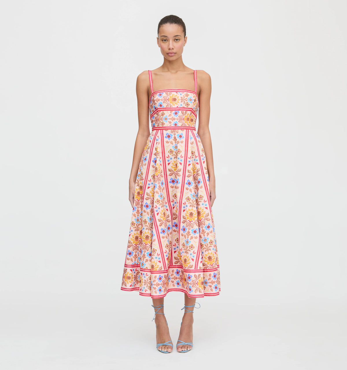 CouturebudThe Margot Dress - Pink Floral Block Stripe