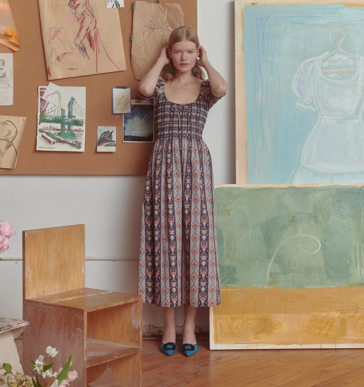 Couturebud The Madeline Nap Dress - Navy Emma Stripe