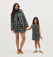 Couturebud The Tiny Harris Dress - Green Wallace Plaid