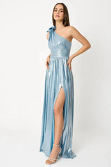 Ivy Aqua Blue Pleated Gown