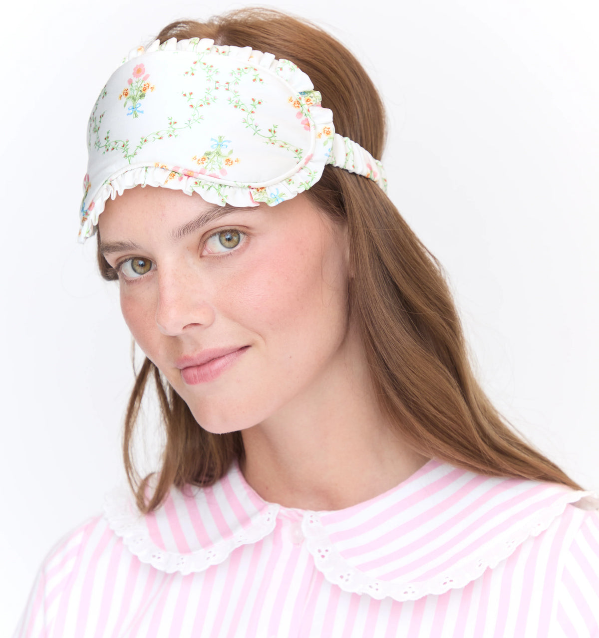 Couturebud The Ruffle Eye Mask - Pastel Trellis