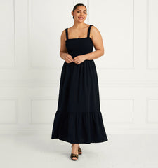 Couturebud The Anjuli Nap Dress - Black Crepe