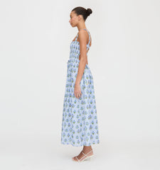 Couturebud The Anita Nap Dress - Blue Block Print