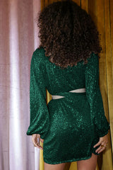 Puff Sleeve Sequin Mini Dress