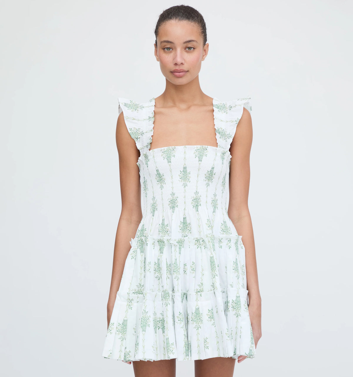 CouturebudThe Charlotte Nap Dress - Apple Green Basket Stripe