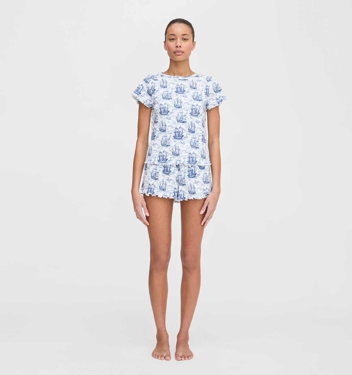 CouturebudThe Nina Pajama Set - Navy Mariner's Toile