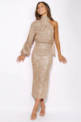 One-Shoulder Slit Bodycon Dress