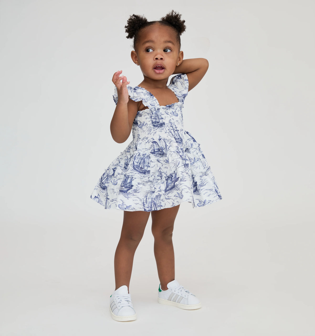 Couturebud The Baby Ellie Nap Dress - Navy Mariner's Toile