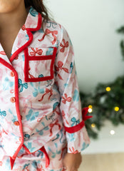 Satin Loungewear Set - Peppermint Ribbons