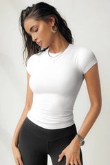 Solid Color Threaded Short Sleeve T-Shirt