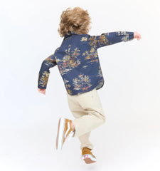 Couturebud The Tiny Brennan Shirt - Navy Equestrian Toile