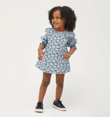 Couturebud The Tiny Eloise Tunic - Pansy in Blue Multi Cotton