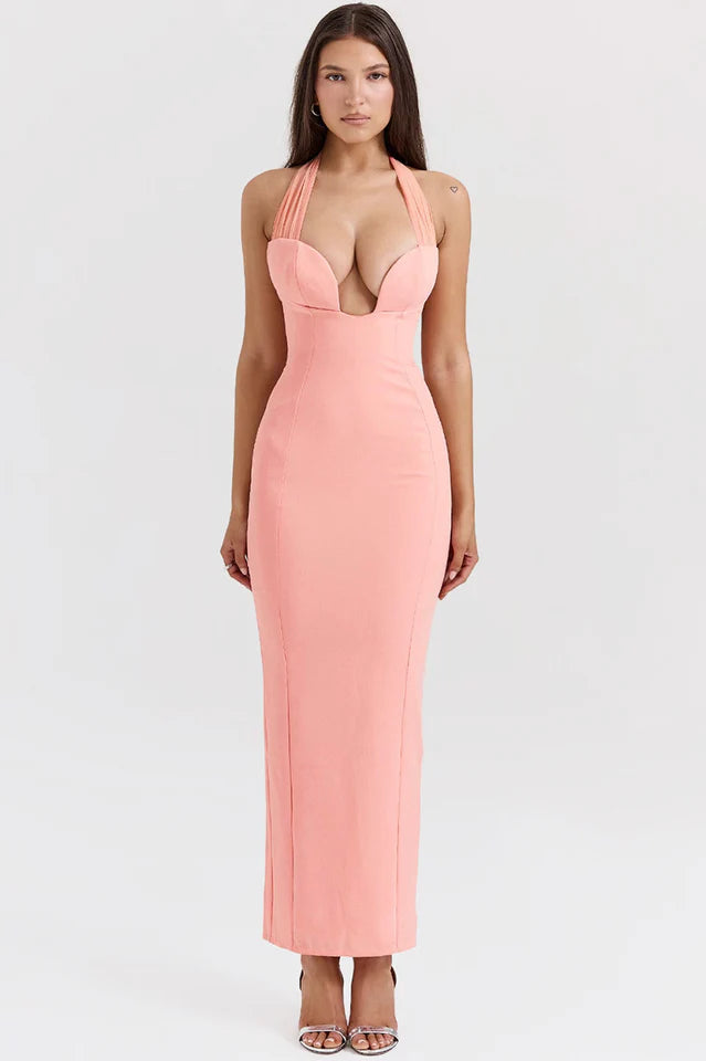 Sorbet Crepe Halter Maxi Dress