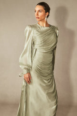 Sonia Lantern Sleeve Ruched Maxi Dress