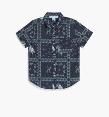 Couturebud The Tiny Beau Party Top - Navy Floral Patchwork