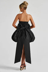 Strapless Bow Puff Mini Dress
